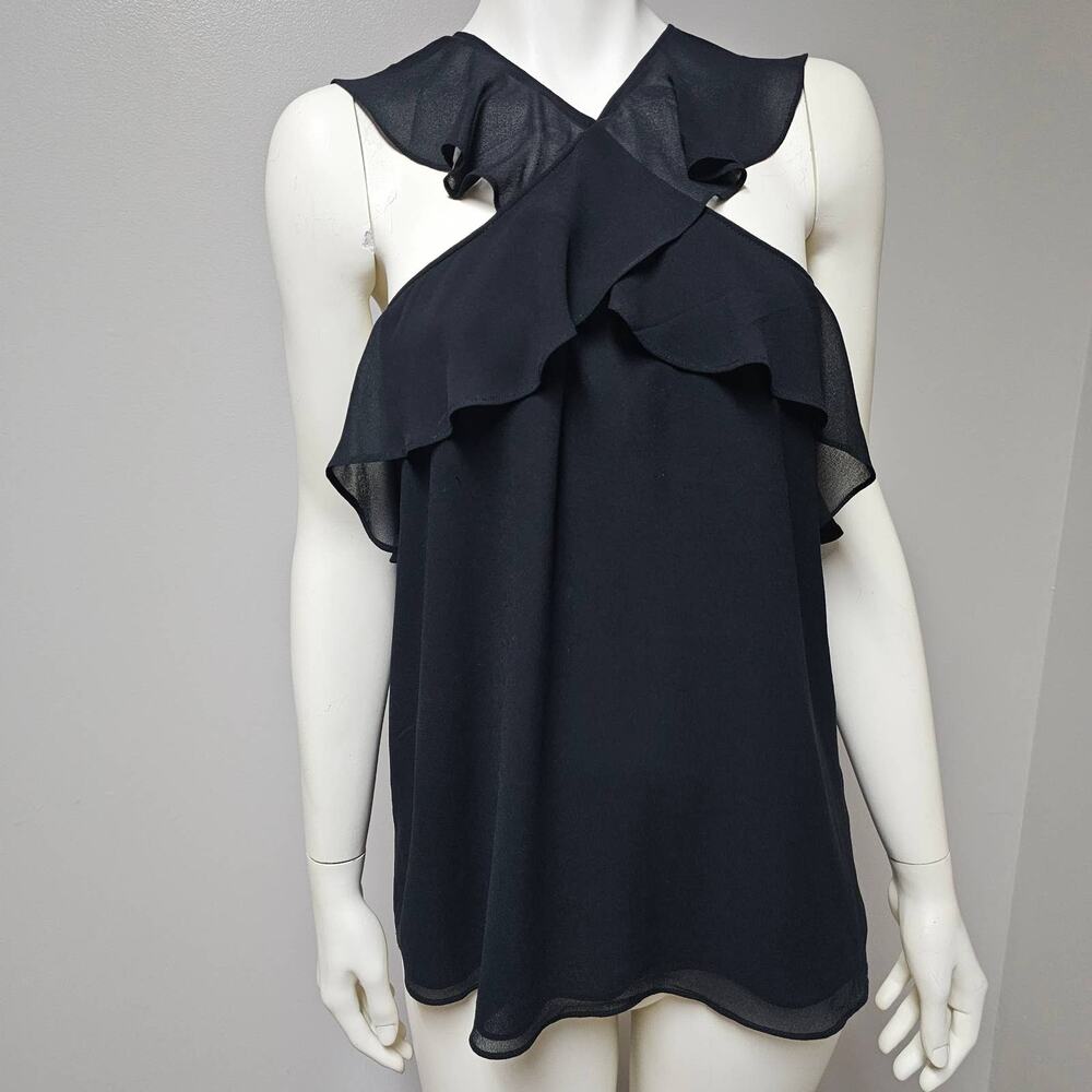 Pookie and Sebastian Cross Ruffle Halter Top Size M